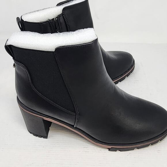 New Platform Lug Sole Ankle Boots Chunky Heel Round Chelsea Winter Boots Size 8 - Picture 5 of 11